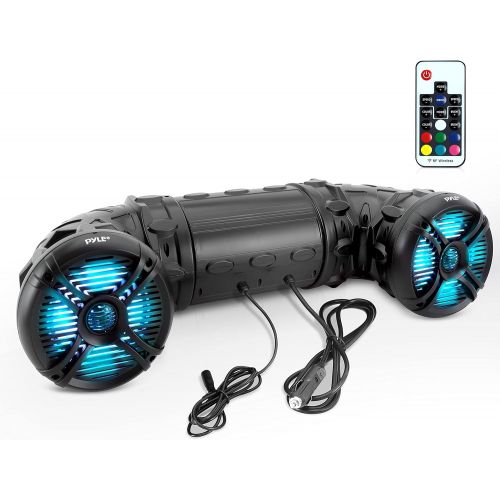  Pyle Marine ATV Powered Speakers - 4.0 Wireless Bluetooth, 800 Watt, Color Changing LED Lights, IP44 Waterproof, 6.5“ Dual Audio Sound System for UTV, Golf Carts, Jetski and Snowmo