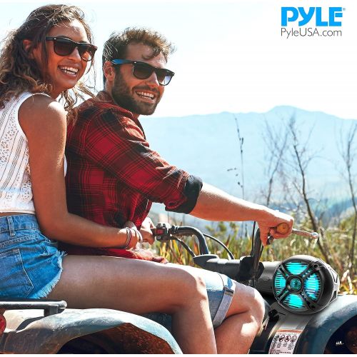  Pyle Marine ATV Powered Speakers - 4.0 Wireless Bluetooth, 800 Watt, Color Changing LED Lights, IP44 Waterproof, 6.5“ Dual Audio Sound System for UTV, Golf Carts, Jetski and Snowmo