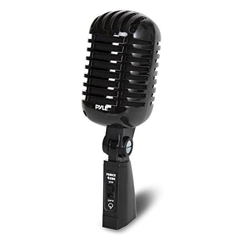  Classic Retro Dynamic Vocal Microphone - Old Vintage Style Unidirectional Cardioid Mic with XLR Cable - Universal Stand Compatible - Live Performance, In Studio Recording - Pyle Pr