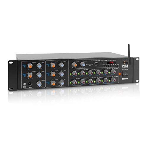  Pyle 12-Channel Wireless Bluetooth Power Amplifier - 6000W Rack Mount Multi Zone Sound Mixer Audio Home Stereo Receiver Box System w/RCA, USB, AUX - for Speaker, PA, Theater, Studio/Sta