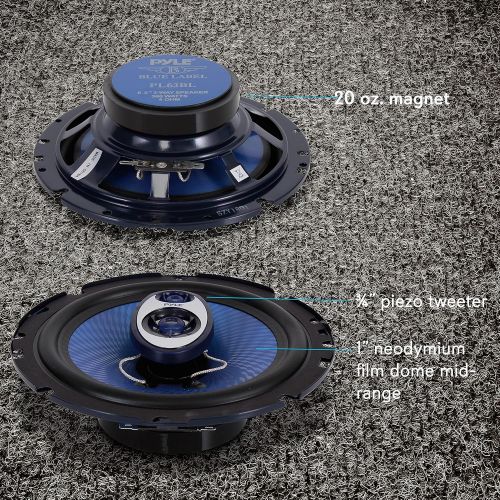  Pyle 6.5 Three-Way Sound Speaker System - 180 W RMS/360W Power Handling w/ 4 Ohm Impedance and 3/4 Piezo Tweeter for Car Component Stereo, Round Shaped Pro Full Range Triaxial Loud Audi