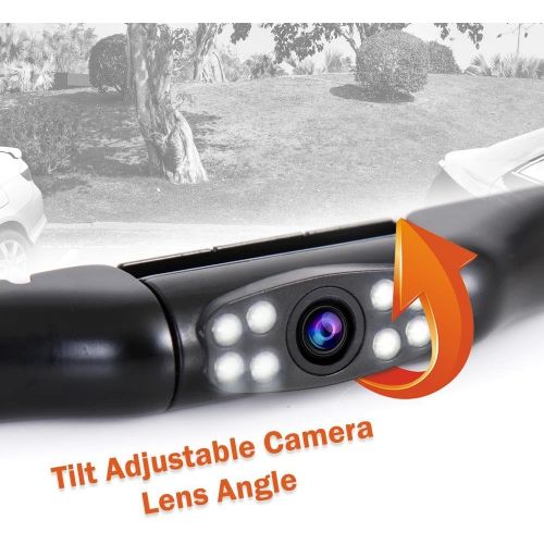  Pyle Compact Vehicle Backup Camera - Slim Bar Cam Size Tilt Adjustable Lens Angle w/ Night Vision Illumination and IP-67 Waterproof for Front or Mounted Above the Rear License Plat