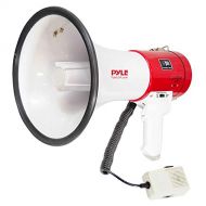 Pyle Megaphone Speaker PA Bullhorn - with Built-in Siren 50 Watts Adjustable Volume Control & Record Function - Ideal for Football, Baseball, Cheerleading Fans, Coaches or for Safe