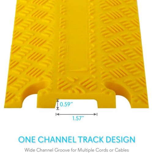  Pyle Durable Cable Protection Ramp Cover - Supports 11000lbs Single Channel Heavy Duty Hose and Cord Track Floor Protection, 39.4” x 5.11” x 0.78” Cable Concealer for Indoor Outdoor Use