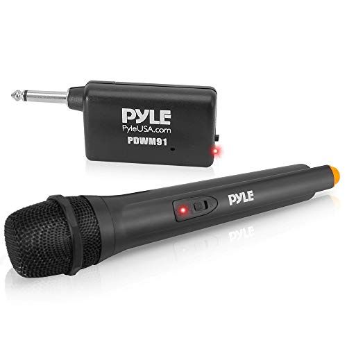  Pyle Portable VHF Wireless Microphone System - Professional Battery Operated Handheld Dynamic Unidirectional Cordless Microphone Transmitter Set W/Adapter Receiver, for PA Karaoke DJ Pa