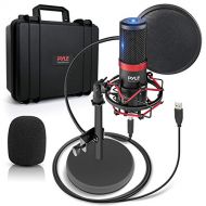 Pyle USB Microphone Podcast Recording Kit - Audio Cardioid Condenser Mic w/ Shock Mount Stand & Pop Filter, for Gaming PS4, Streaming, Podcasting, Studio, YouTube, Works w/ Windows PC M
