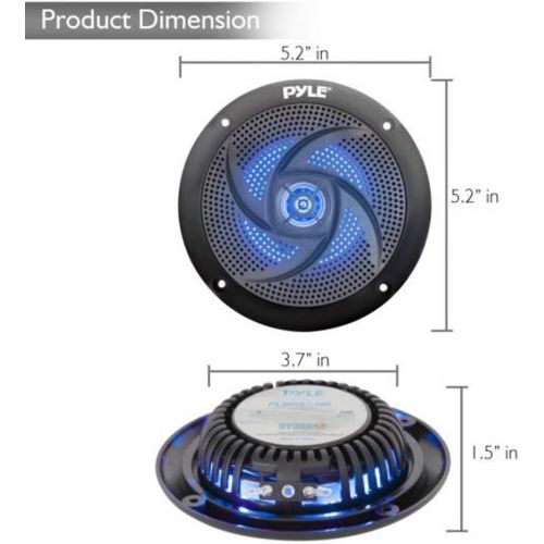  Low-Profile Waterproof Marine Speakers - 100W 4 Inch 2 Way 1 Pair Slim Style Waterproof Weather Resistant Outdoor Audio Stereo Sound System w/Blue Illuminating LED Lights - Pyle (B