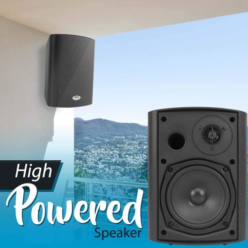  Wall Mount Home Speaker System - Active Passive Mountable Bookshelf Indoor Studio Garage Patio Stereo Sound Home Theater Speaker, Wireless Bluetooth Speaker Set W/Aux & RCA - Pyle