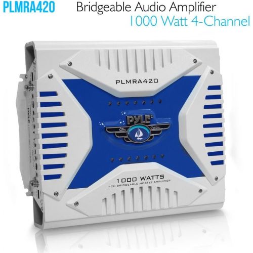  Pyle Hydra Marine Amplifier - Upgraded Elite Series 1000 Watt 4 Channel Bridgeable Amp Tri-Mode Configurable, Waterproof, MOSFET Power Supply, GAIN Level Controls and RCA Stereo In