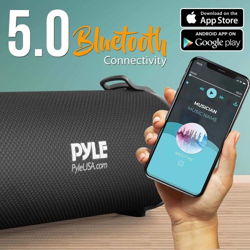  Pyle Wireless Portable Bluetooth Boombox Speaker - 100 Watt Rechargeable Boom Box Speaker Portable Music Barrel Loud Stereo System with AUX Input, MP3/USB/SD Port, Fm Radio, 2.5 Tweeter