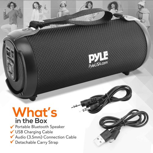  Pyle Wireless Portable Bluetooth Boombox Speaker - 100 Watt Rechargeable Boom Box Speaker Portable Music Barrel Loud Stereo System with AUX Input, MP3/USB/SD Port, Fm Radio, 2.5 Tweeter