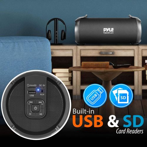  Pyle Wireless Portable Bluetooth Boombox Speaker - 100 Watt Rechargeable Boom Box Speaker Portable Music Barrel Loud Stereo System with AUX Input, MP3/USB/SD Port, Fm Radio, 2.5 Tweeter