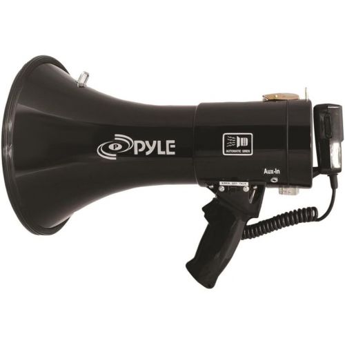  Pyle Megaphone Speaker PA Bullhorn with Builtin Siren 50 Watts & Adjustable Volume Control Ideal for Football, Baseball, Hockey, Cheerleading Fans & Coaches or for Safety Drills PM