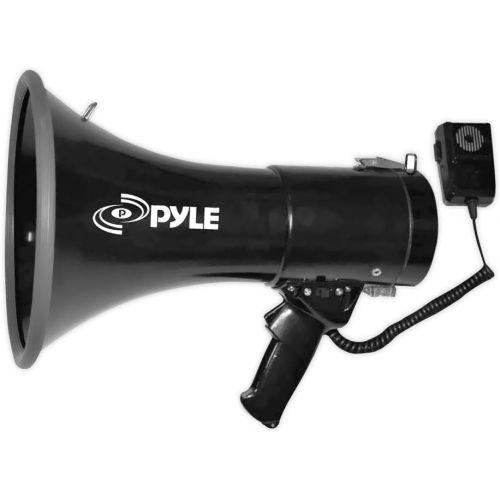  Pyle Megaphone Speaker PA Bullhorn with Builtin Siren 50 Watts & Adjustable Volume Control Ideal for Football, Baseball, Hockey, Cheerleading Fans & Coaches or for Safety Drills PM