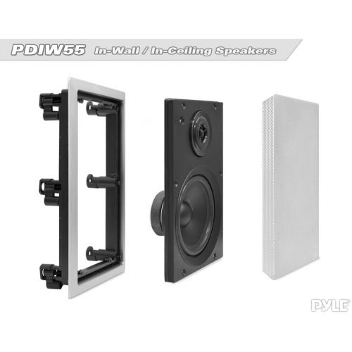  Pyle PDIW55 5.25- Inch In-Wall / In-Ceiling Stereo Speakers, 2-Way, Flush Mount, White (Pair)