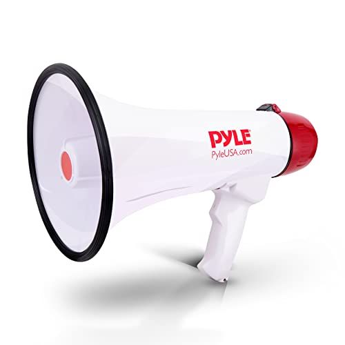  Pyle Megaphone Speaker PA Bullhorn W Built-in Siren - Adjustable Volume, 800 Yard Range - Ideal for Football, Soccer, Baseball, Hockey, Basketball Cheerleading Fans, Coaches, Safet