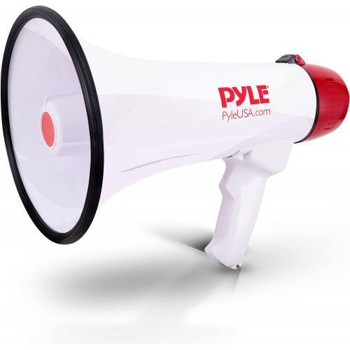  Pyle Megaphone Speaker PA Bullhorn W Built-in Siren - Adjustable Volume, 800 Yard Range - Ideal for Football, Soccer, Baseball, Hockey, Basketball Cheerleading Fans, Coaches, Safet