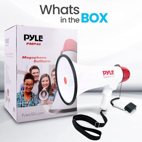  Pyle Megaphone Speaker PA Bullhorn W Built-in Siren - Adjustable Volume, 800 Yard Range - Ideal for Football, Soccer, Baseball, Hockey, Basketball Cheerleading Fans, Coaches, Safet