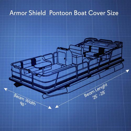  Pyle Universal Boat Adjustable Storage Cover - 25-28L to 96” Pontoon Boats Protection Custom Heavy Duty Waterproof Mildew Weather Resistant Polyester Fabric, Snap Strap, Elastic Cord, B