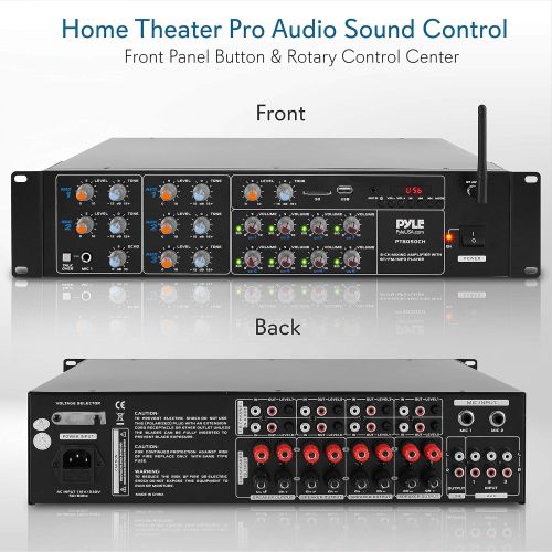  Pyle 8-Channel Wireless Bluetooth Power Amplifier - 4000W Rack Mount Multi Zone Sound Mixer Audio Home Stereo Receiver Box System w/ RCA, USB, AUX - For Speaker, PA, Theater, Studio/Sta