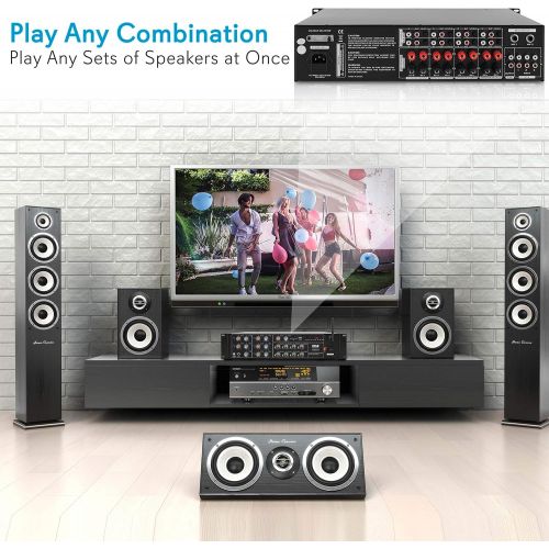  Pyle 8-Channel Wireless Bluetooth Power Amplifier - 4000W Rack Mount Multi Zone Sound Mixer Audio Home Stereo Receiver Box System w/ RCA, USB, AUX - For Speaker, PA, Theater, Studio/Sta