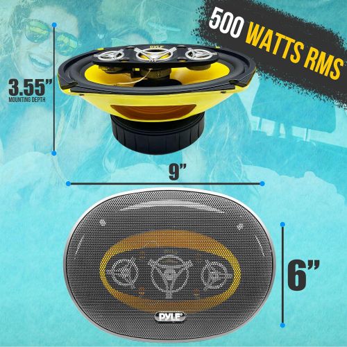  Pyle Car Eight Way Speaker System - Pro 6 x 9 Inch 500W 4 Ohm Mid Tweeter Component Audio Sound Speakers For Car Stereo w/ 120 Oz Magnet Structure, 3.55” Mount Depth Fits Standard OEM -