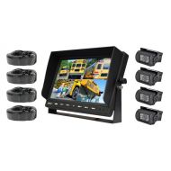Pyle PLCMTR104 Weatherproof Rearview Backup Camera System with 10.1 LCD Color Monitor, Built-in Quad Control Box Screen, (4) IR Night Vision Cameras, Dual DC 12/24V for Bus, Truc