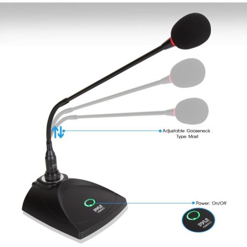  Pyle Desktop Gooseneck Wired Microphone System - Table Mounted Corded Voice Condenser Mic with Pop Filter - XLR to 1/4 Sound Cord - for Karaoke, Conference, Studio Audio Recording - Pyl