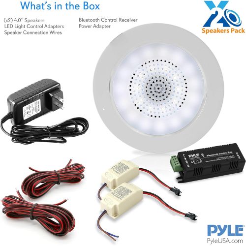  Pyle 4” Pair of Bluetooth Flush Mount In-wall In-ceiling 2-Way Home Speaker System Built-in LED Lights Aluminum Housing Spring Clips Polypropylene Cone & Tweeter 2 Ch Amplifier 160