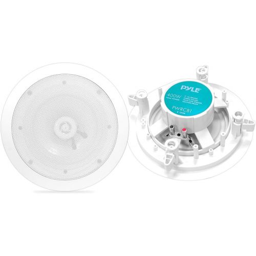  Pyle 8” Ceiling Wall Mount Speakers - 2-Way Weatherproof Full Range Woofer Speaker System (Pair) Flush Design w/ 55Hz-22kHz Frequency Response 400 Watts Peak & Template for Easy Install