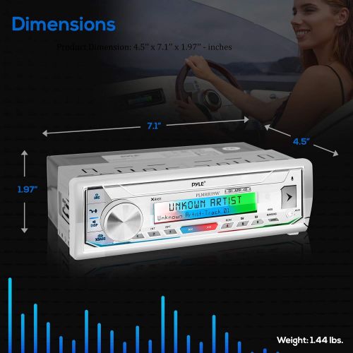  Pyle Marine Stereo Receiver Power Amplifier - AM/FM/MP3/USB/Aux/SD Card Reader Marine Stereo Receiver, Single Din, 30 Preset Memory Stations, LCD Display with Remote Control - PLMR