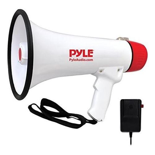  Pyle Megaphone Speaker PA Bullhorn - with Built-in Siren Rechargeable Battery, Auxiliary Jack 40 Watts & 1000 Yard Range - Record Function Ideal for Football, Baseball, Basketball