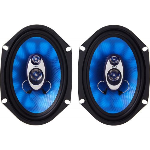  Pyle 6” x 8” Car Sound Speaker (Pair) - Upgraded Blue Poly Injection Cone 3-Way 360 Watts w/ Non-fatiguing Butyl Rubber Surround 70 - 20Khz Frequency Response 4 Ohm & 1 ASV Voice Coil -