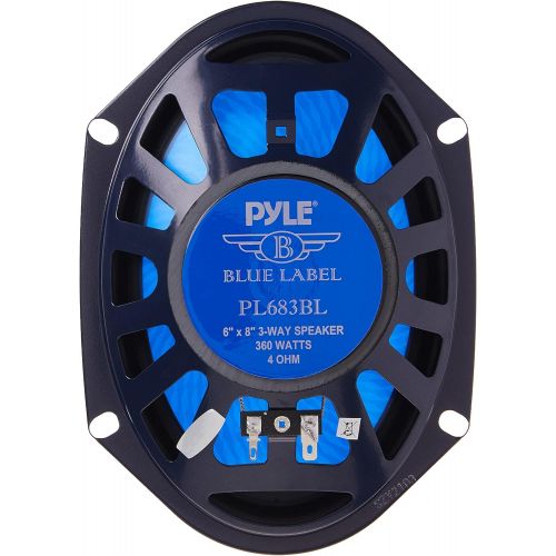  Pyle 6” x 8” Car Sound Speaker (Pair) - Upgraded Blue Poly Injection Cone 3-Way 360 Watts w/ Non-fatiguing Butyl Rubber Surround 70 - 20Khz Frequency Response 4 Ohm & 1 ASV Voice Coil -