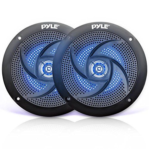  Pyle Marine Waterproof Speakers 6.5” - Low Profile Slim Style Wakeboard Tower and Weather Resistant Outdoor Audio Stereo Sound System with LED Lights and 240 Watt Power - 1 Pair in