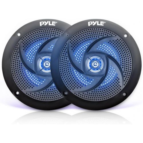  Pyle Marine Waterproof Speakers 6.5” - Low Profile Slim Style Wakeboard Tower and Weather Resistant Outdoor Audio Stereo Sound System with LED Lights and 240 Watt Power - 1 Pair in