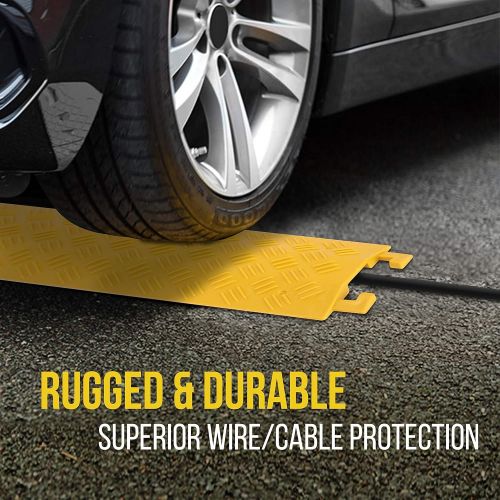  Pyle Durable Cable Ramp Protective Cover - 2,000 lbs Max Heavy Duty Drop Over Hose & Cable Track Protector, Safe in High Walking Traffic Areas, Cable Concealer for Outdoor & Indoor