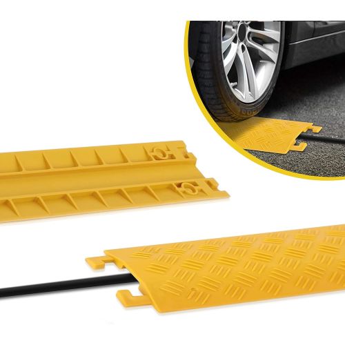  Pyle Durable Cable Ramp Protective Cover - 2,000 lbs Max Heavy Duty Drop Over Hose & Cable Track Protector, Safe in High Walking Traffic Areas, Cable Concealer for Outdoor & Indoor