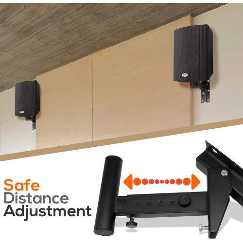  Pyle 90°-30° Angle, Tilt, Rotation Adjustment & Solid-Steel Pin Serves as Safety-Stop Mount Speaker Bracket Stands-Dual Universal Adjustable w/ 12.5 Distance from Wall (PSTNDW15)