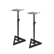 Pyle Sonos Speaker Stand Pair of Sound Play 1 and 3 Holder - Telescoping Height Adjustable from 26” - 52” Inch High Heavy Duty Three-point Triangle Base w/ Floor Spikes and 9” Squa