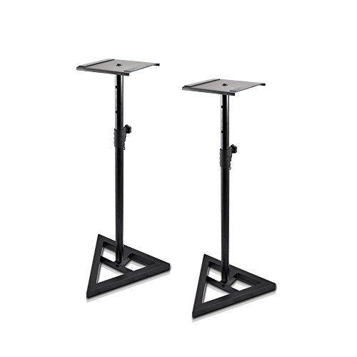  Pyle Sonos Speaker Stand Pair of Sound Play 1 and 3 Holder - Telescoping Height Adjustable from 26” - 52” Inch High Heavy Duty Three-point Triangle Base w/ Floor Spikes and 9” Squa