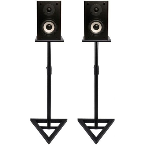  Pyle Sonos Speaker Stand Pair of Sound Play 1 and 3 Holder - Telescoping Height Adjustable from 26” - 52” Inch High Heavy Duty Three-point Triangle Base w/ Floor Spikes and 9” Squa