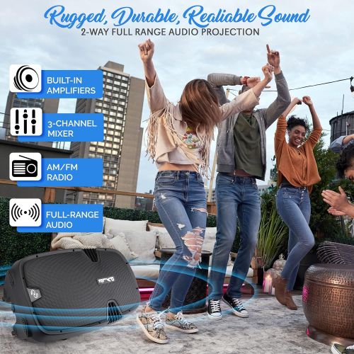  Pyle Powered Bluetooth PA Microphone System - 15 Active Bass Subwoofer Loudspeaker Built-in USB for MP3 Amplifier - DJ Party Portable Sound Stereo Amp Sub Concert Audio or Band Music -