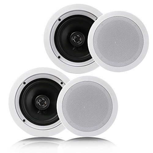  Pyle Pair 6.5” Flush Mount In-wall In-ceiling 2-Way Home Speaker System Spring Loaded Quick Connections Dual Polypropylene Cone Polymer Tweeter Stereo Sound 200 Watts (PDIC1661RD)