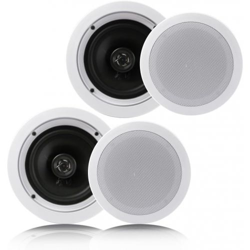  Pyle Pair 6.5” Flush Mount In-wall In-ceiling 2-Way Home Speaker System Spring Loaded Quick Connections Dual Polypropylene Cone Polymer Tweeter Stereo Sound 200 Watts (PDIC1661RD)