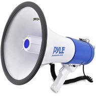 Pyle Megaphone Speaker PA Bullhorn with Built-in Siren - 50 Watts Adjustable Volume Control and 1200 Yard Range - Ideal for Football, Baseball, Basketball Cheerleading Fans & Coach