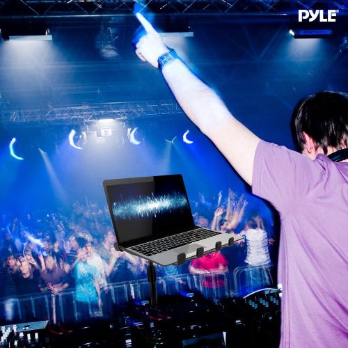  Pyle Portable Folding Laptop Stand - Standing Table with Adjustable Angle, Foldable Height and Four Prong Anti-Slip Tray for iPad, Tablet, DJ Mixer, Workstation, Gaming and Home Us
