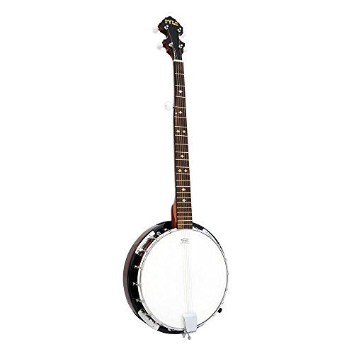  5-String Geared Tunable Banjo with White Jade Tune Pegs & Rosewood Fretboard Polished Rich Wood Finish Maplewood Bridge Stand & Truss Rod Adjustment Tool- Pyle PBJ60