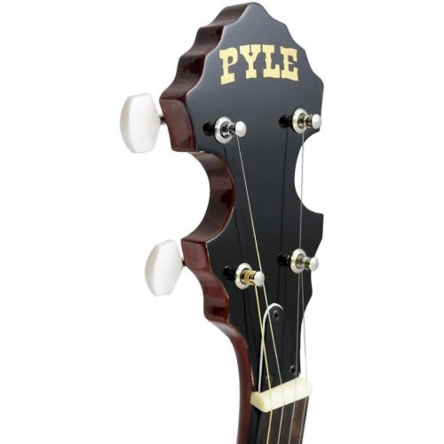  5-String Geared Tunable Banjo with White Jade Tune Pegs & Rosewood Fretboard Polished Rich Wood Finish Maplewood Bridge Stand & Truss Rod Adjustment Tool- Pyle PBJ60