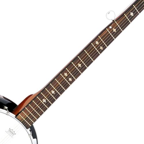  5-String Geared Tunable Banjo with White Jade Tune Pegs & Rosewood Fretboard Polished Rich Wood Finish Maplewood Bridge Stand & Truss Rod Adjustment Tool- Pyle PBJ60